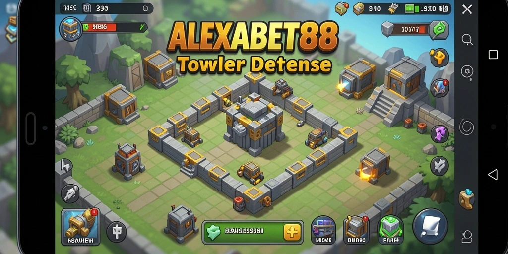 Tangkapan layar gameplay <strong>ALEXABET88</strong> menunjukkan aksi menegangkan dalam Tower Defense.