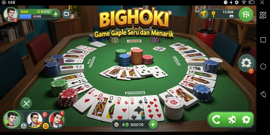 Tampilan gameplay seru BIGHOKI dalam permainan Gaple.