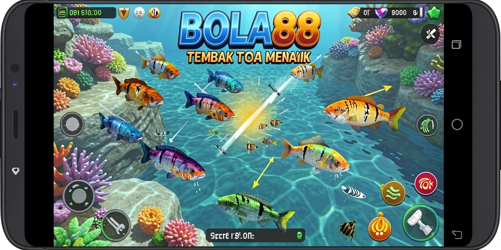 Screenshot gameplay BOLA88 menampilkan aksi seru Tembak Ikan.