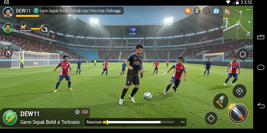 Tampilan gameplay DEWI11 yang memukau dengan aksi sepak bola mendebarkan.