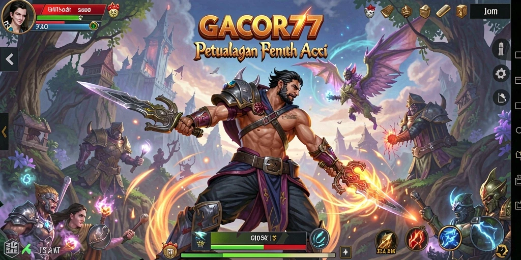 Tampilan gameplay seru dengan aksi bertarung karakter.
