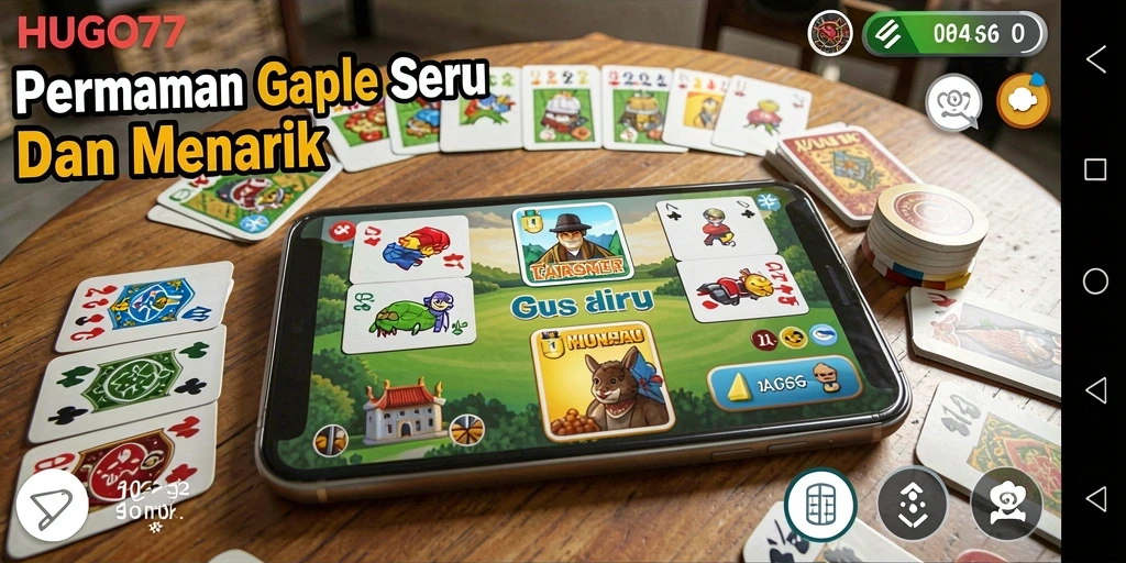 Screenshot gameplay HUGO77 menampilkan suasana seru permainan Gaple.