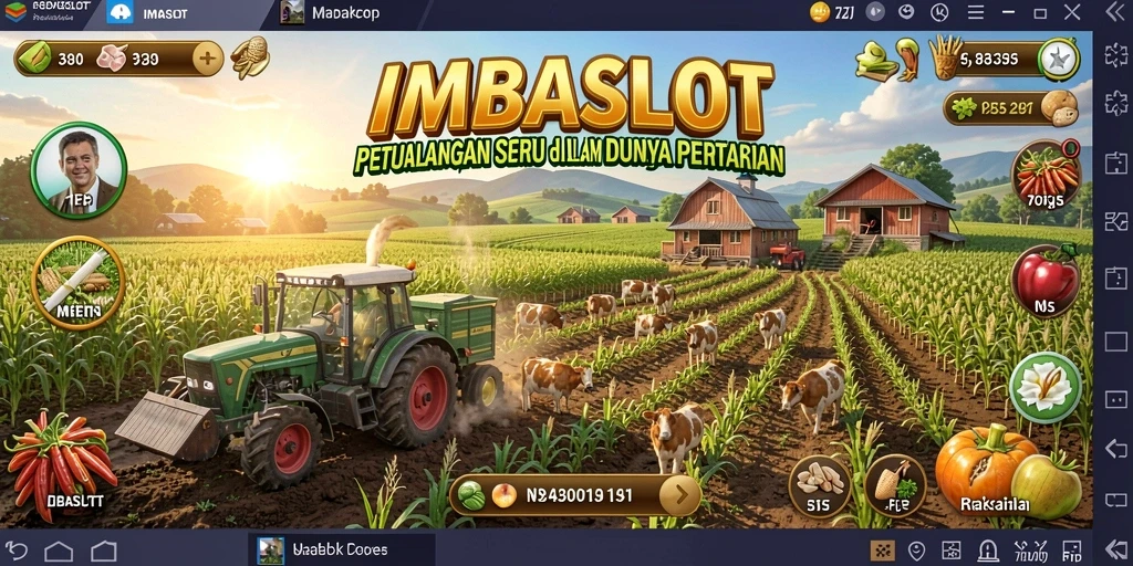 Tampilan gameplay IMBASLOT saat mengelola lahan pertanian yang subur.