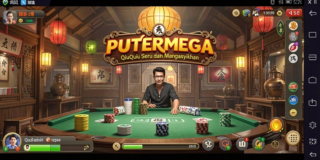 Tampilan gameplay seru di PUTERMEGA dengan aksi kartu QiuQiu.