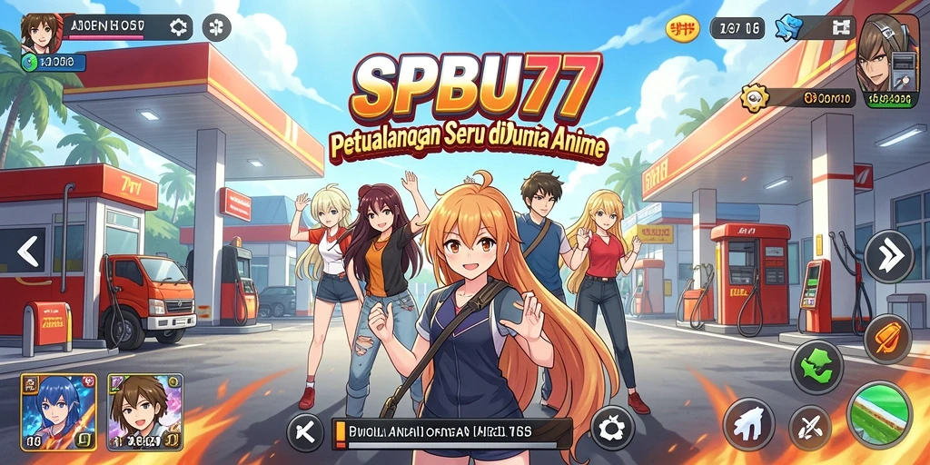 Tampilan gameplay SPBU77 yang menampilkan aksi seru dan karakter anime.