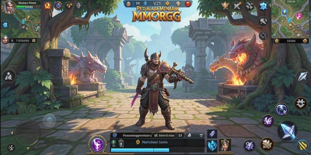 Tampilan gameplay V21 yang memukau dalam dunia MMORPG.