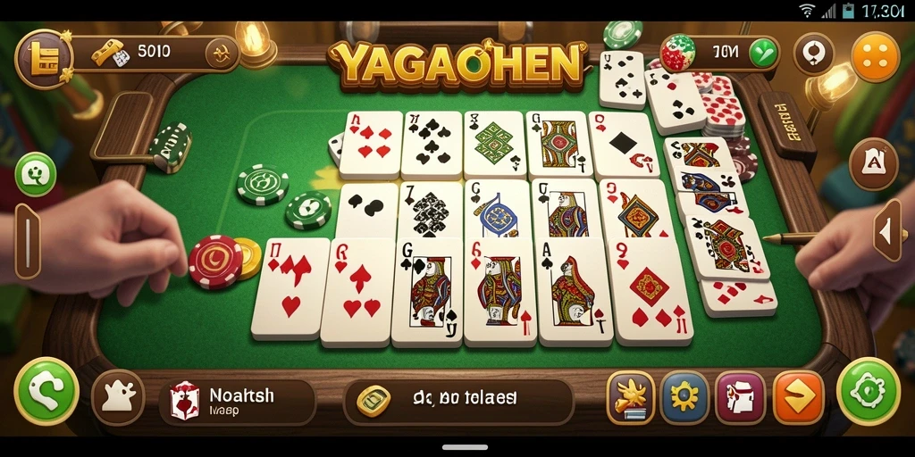 Tampilan utama gameplay YAGAOHEN yang menampilkan suasana permainan domino.